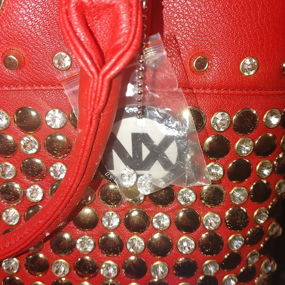 NX Red Studded Top-Handle Satchel – NWT - Picture 2 of 9